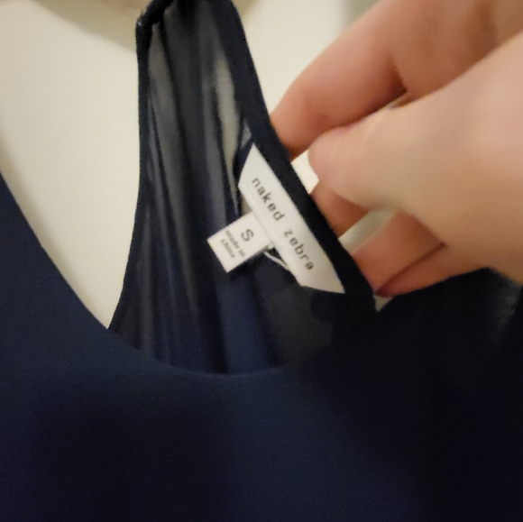 3/$25 Naked zebra navy blue top S - Picture 2 of 5